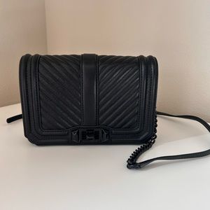 Rebecca Minkoff Chevron Quilted Small Love Crossbody Bag - Black